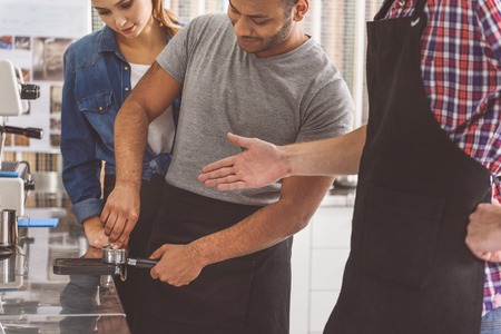 Working atmosphere in coffee shopの写真素材