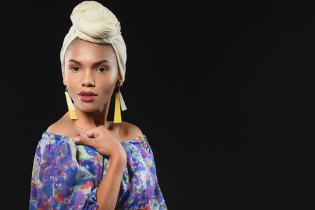 Sensual woman in african traditional clothingの写真素材