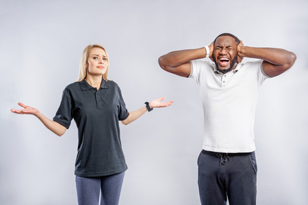 Misunderstanding in relationships of young coupleの写真素材