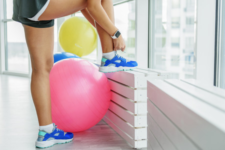 Female mulatto person in gymの写真素材