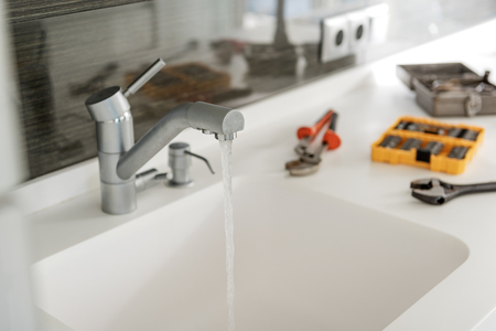 Working appliance in light kitchenの写真素材