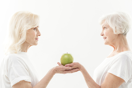 Healthy mature ladies prefer healthy eatingの写真素材