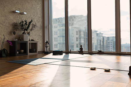 Special room for yoga in apartmentの写真素材