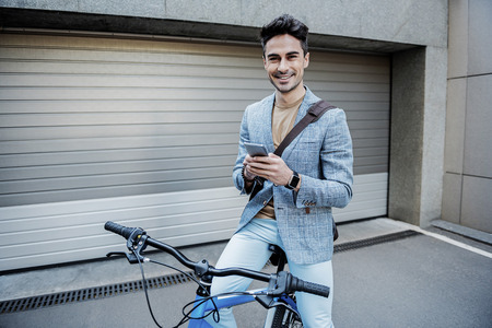 Cheerful smiling male person having restの写真素材