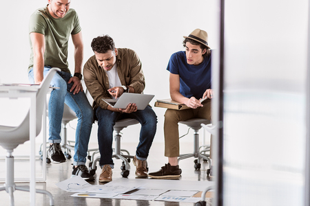 Start-up team trying to understanding business issuesの写真素材