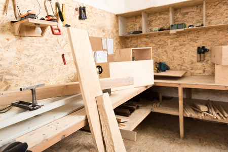 Woodworking area with professional instruments