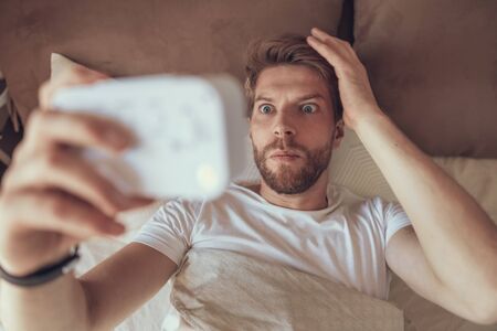 Man being afraid of his first oversleeping