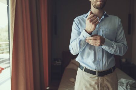 Man preparing for his first working day