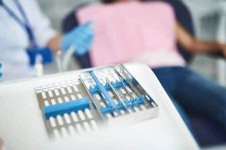 Dental instruments are being used in clinic