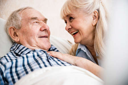 Senior couple looking at each other