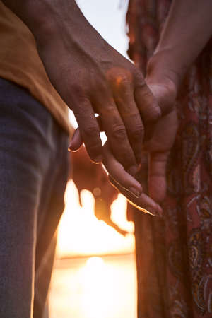 Couple holding handsの写真素材