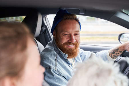 Man driving his car
