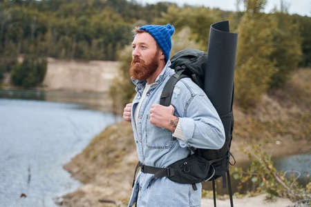 Man enjoying the natureの写真素材