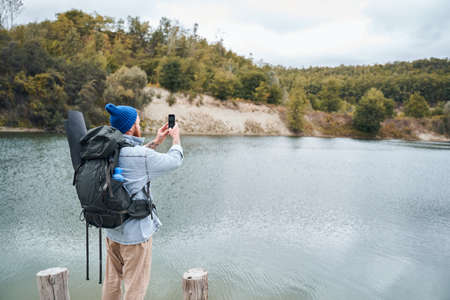 Man taking photosの写真素材
