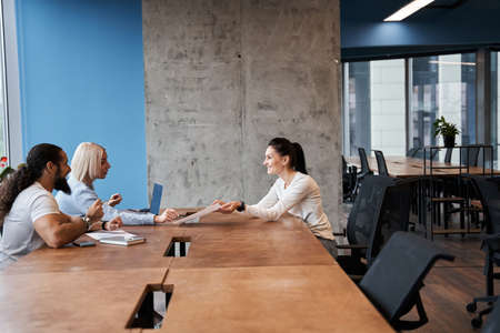 People discussing something with smile