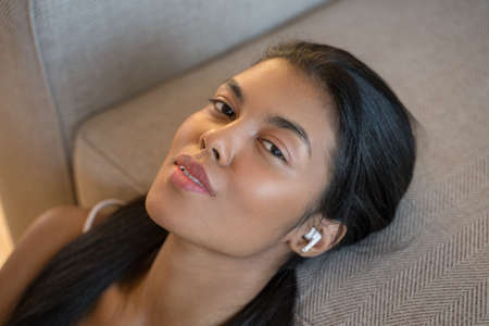 Woman enjoying weekend free time at home