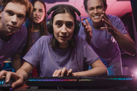 Pro gamers is happy with winning online video game, showing excited emotions