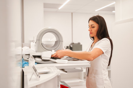 Professional doctor radiologist working in medical laboratoryの写真素材