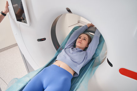 Medical CT or MRI Scan with patient in the modern hospital laboratoryの写真素材