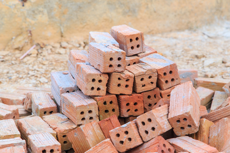pile of red brickの写真素材