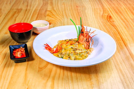 shrimp or prawn risotto setの写真素材