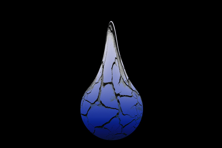 abstract cracked blue drop of waterの写真素材