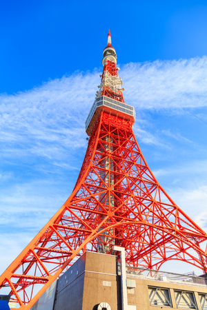 Tokyo, Japan - October 18, 2016: Tokyo tower with blue sky, Tokyo, Japanのeditorial素材