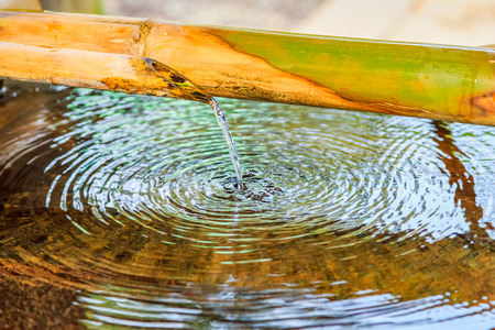 Traditional asian bamboo fountainの写真素材