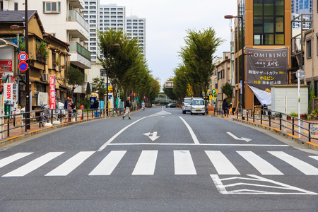 Tokyo, Japan - October 22, 2016: people walking at street of Shin Okubo in Shinjuku district where is the residential and commercial district in downtown of Tokyo, Japan.のeditorial素材