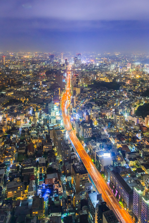 Tokyo, Japan cityscape aerial cityscape view at night.の写真素材