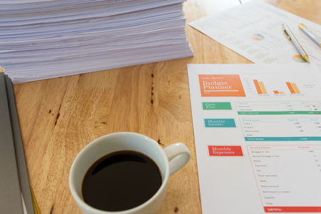 Image of business documents on workplaceの写真素材