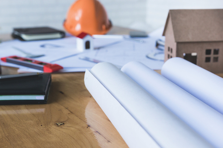 Team of engineers working together in a architect office.- Architectural Conceptの写真素材