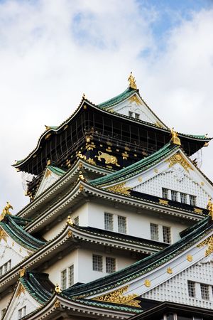 Closer view of Osaka Castle with more ornate detail visible.のeditorial素材