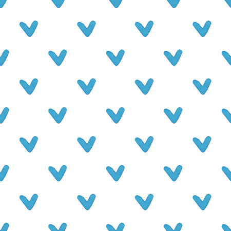 Vector watercolor seamless pattern with blue hearts, cute love texture on white backgroundのイラスト素材