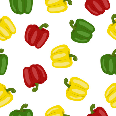 Seamless pattern with bell pepper on whiteのイラスト素材