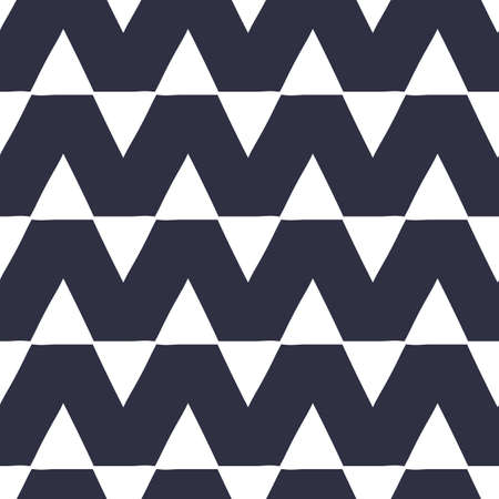 Vector seamless hand drawn geometric pattern with triangle on dark blue backgroundのイラスト素材
