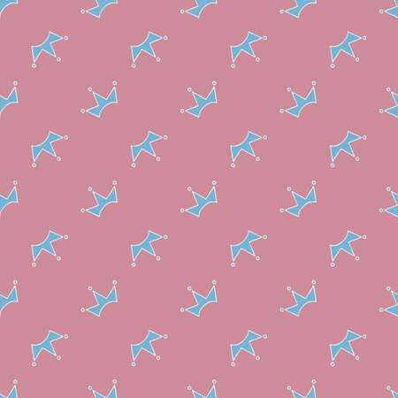 Vector seamless pattern with hand drawn cute crown on pink girly background for textile, notebooks, scrapbooks, print, clothes, wallpaperのイラスト素材