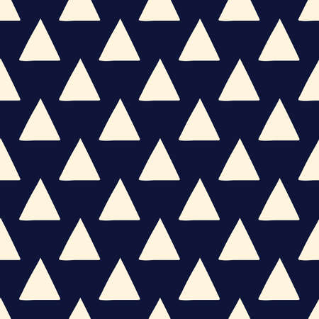 Vector seamless hand drawn geometric pattern with triangle on dark blue background for textile,...