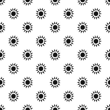 Vector seamless pattern with abstract black hand drawn sun on white background. Ethnic illustration for tile, wallpaper, textile, print, clothesのイラスト素材