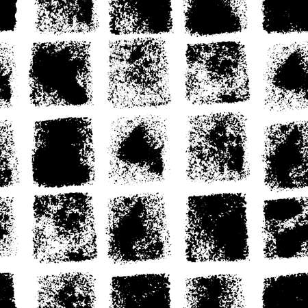 Vector seamless pattern with black grunge textured shapes on white background for print, wallpaper, wrapping paper, notebooks, textile, illustrationのイラスト素材