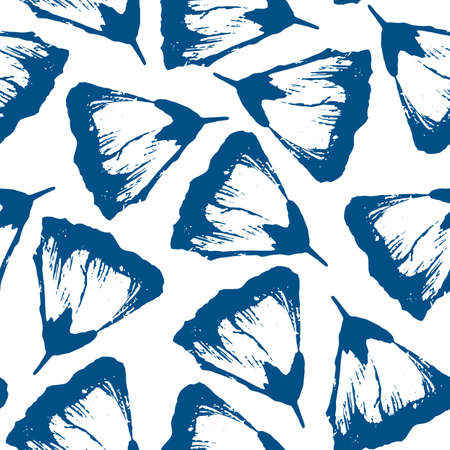 Vector seamless pattern with blue hand drawn flower on white background for print, textile, wallpaper, clothes, notebooks and otherのイラスト素材