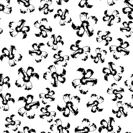 Vector seamless pattern with hand-drawn flowers on white background for wrapping paper, notebooks, textile, tile, clothes.のイラスト素材