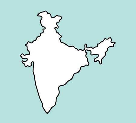 India Country Outline Map Asia Minimal Illustration World Nation Geographic Drawingのイラスト素材