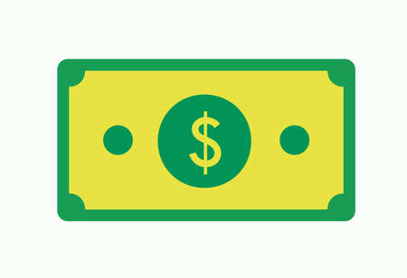 Green Dollar Note Bill American Currency Isolated Illustration Icon Minimal Financial Symbolのイラスト素材