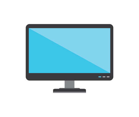 Modern Desktop Monitor Isolated Glossy Display Stand Digital Computer Technology Flat Icon Clip Art Illustrationのイラスト素材