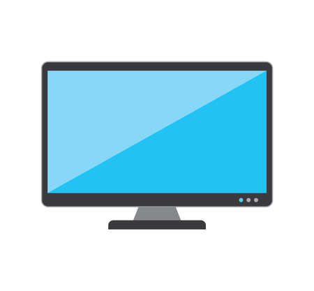 Computer Monitor Isolated Glossy Display Digital Modern Technology Flat Iconのイラスト素材