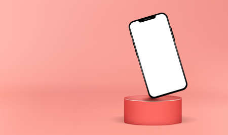 Notch Smartphone Blank Screen Podium Stage Isolated Mockup Template Presentation Technologyのイラスト素材