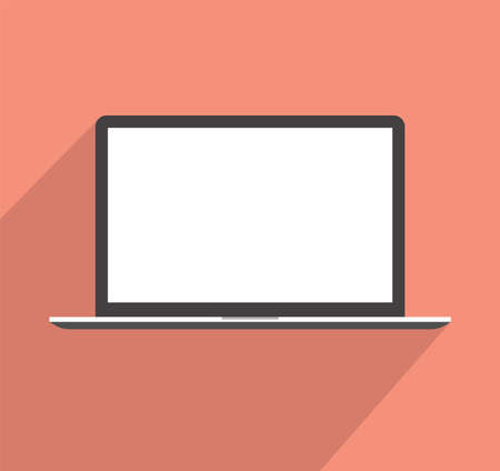 Minimal Laptop Illustration Isolated Technology Modern Device Blank Display Flat Icon Vector Mockup Templateのイラスト素材