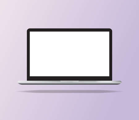 Minimal Laptop Floating Illustration Isolated Technology Modern Device Desktop Notebook Office Business Presentation Flat Icon Vector Mockup Templateのイラスト素材