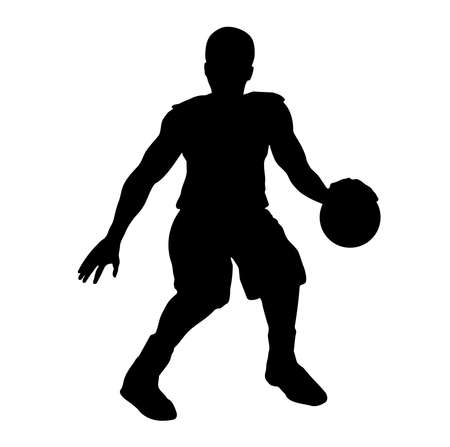 Hand Drawn Muscular Basketball Player Athlete Playing Sports Silhouette Illustrationのイラスト素材